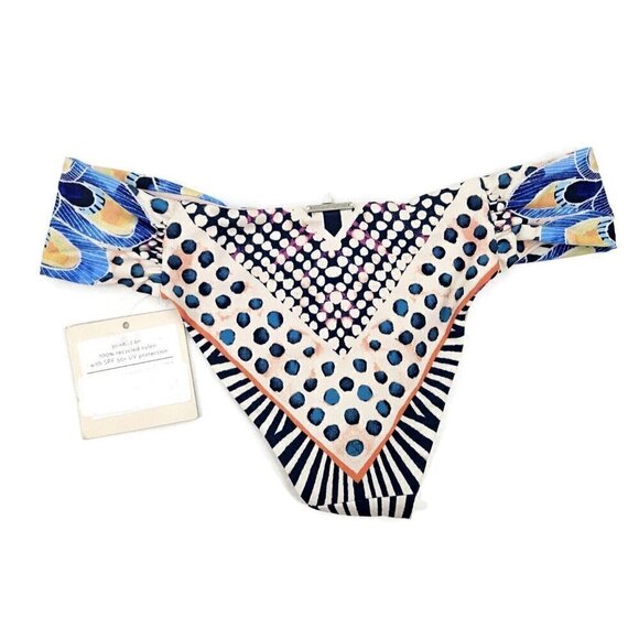 New Mara Hoffman Ruched Side Bikini Bottoms Womens S Blue Low Rise Peacock - Picture 2 of 4
